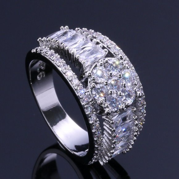 New 925 Silver Wedding Engagement Sapphire Ring - Picture 4 of 5